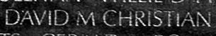 Engraved name on The Wall of Lieutenant junior grade David M. Christian, U.S. Navy